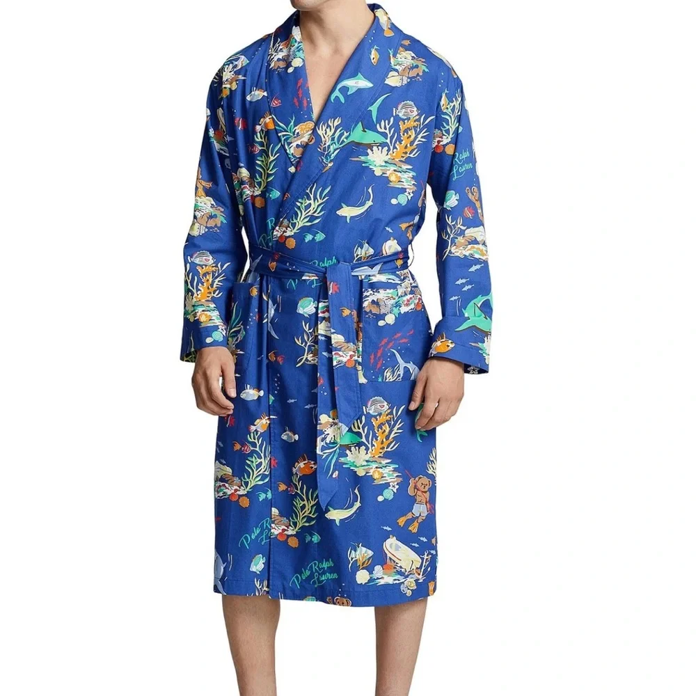 Polo by Ralph Lauren Blue Regatta Leagues robe small/medium bear